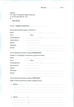 Formulir Gugatan Sederhana