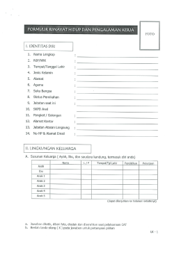 2. Form Daftar Riwayat Hidup (dibawa saat - jakgov