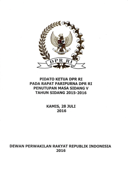 Page 1 PIDATO KETUA DPR RI PADA RAPAT PARIPURNA DPR RI