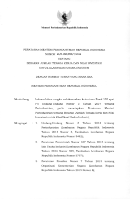 Page 1 Menteri Perindustrian Republik Indonesia PERATURAN