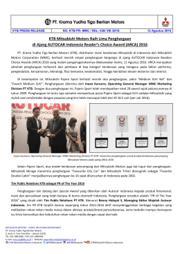 KTB Mitsubishi Motors Raih Lima Penghargaan di Ajang AUTOCAR