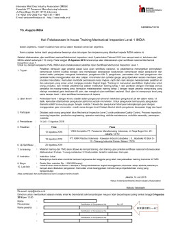 Invitation Letter of Training Mechanical Inspection Level 1 2016