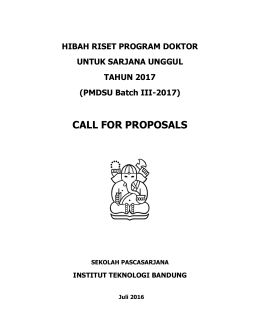 Call For Proposal Hibah Riset PMDSU Batch III-2017