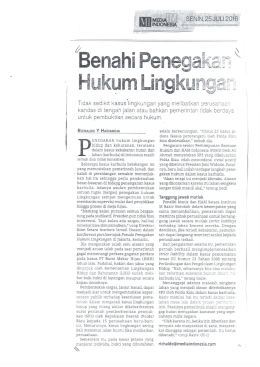 Benahi Penegakan Hukum Lingkungan