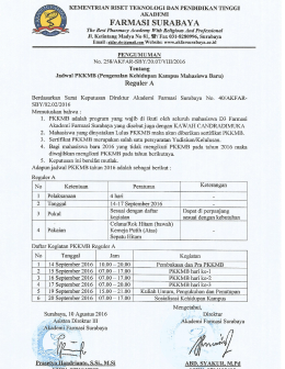 jadwal pkkmb reguler a