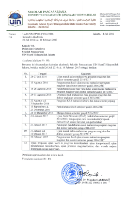 Kalender Akademik 2016 - Graduate Uinjkt.ac.id