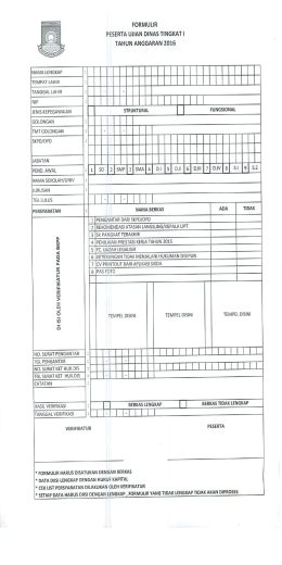 Surat Edaran Ujian Dinas Tingkat I 2016