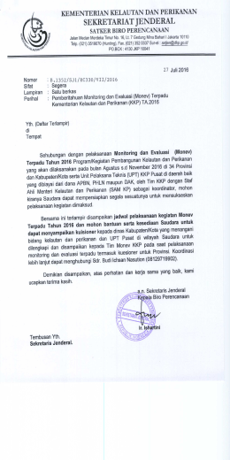 Surat Monev Terpadu KKP Tahun 2016