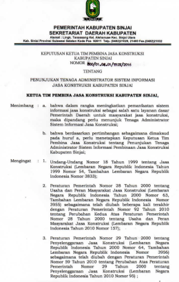 Page 1 PEMERINTAH KABUPATEN SINJAI SEKRETARIAT