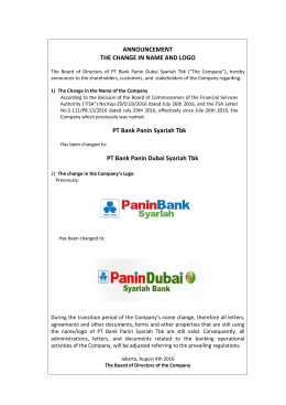 ANNOUNCEMENT THE CHANGE IN NAME AND LOGO PT Bank