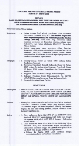 Hasil Seleksi BPM UAD 2016