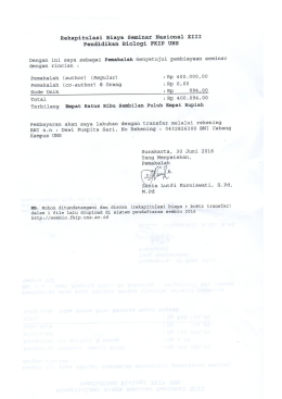 Page 1 Rekapitulasi Biaya Seminar Nasional XIII Pendidikan Biologi