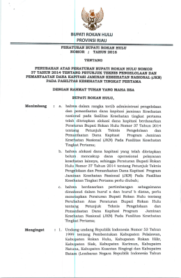 perbup nomor 1 tahun 2016 - jdih kab. rokan hulu