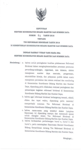 Nomor - Kementerian Koordinator Bidang Maritim RI