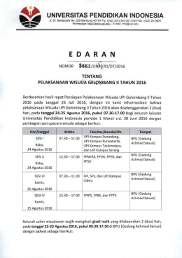 Edaran Pelaksanaan Wisuda Gelombang II Tahun 2016