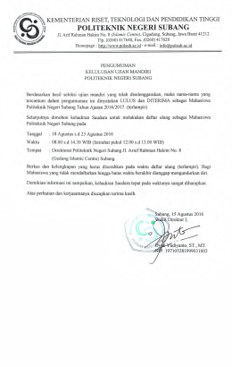 pengumuman kelulusan mahasiswa 2016/2017