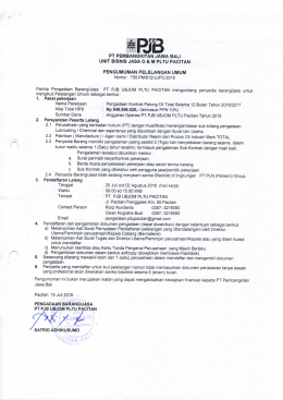 Page 1 PT PEMBANGKITAN JAWA BALI UNIT BISNIS JASA O 8 M