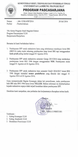 Surat Pembayaran SPP Pascasarjana