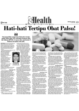 hati Tertipu Obat Palsu ! Edisi : Minggu, 31 Juli 2016