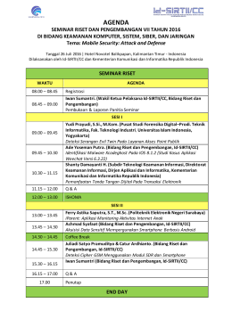 agenda - Seminar Riset dan Pengembangan Nasional 2016