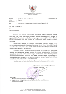 Surat Penyampaian Remisi Umum Tahun 2016