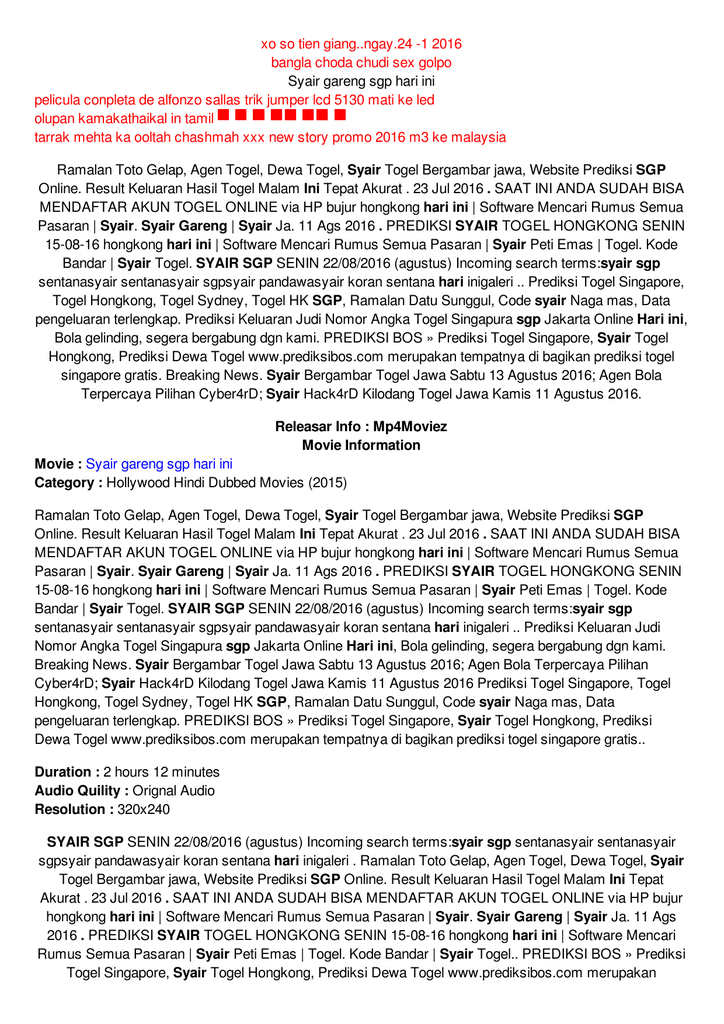 Syair Gareng Sgp Hari Ini