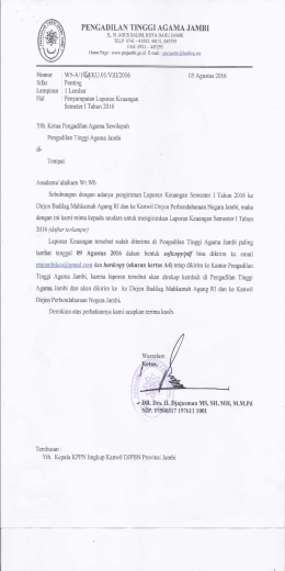 Penyampaian Laporan Keuangan Semester I Tahun