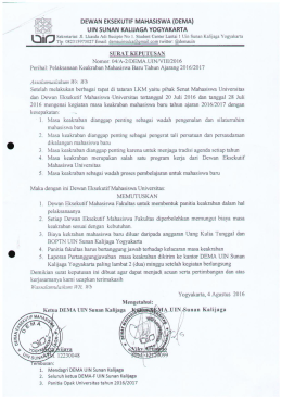 Page 1 DEWAN EKSEKUTIF MAHASISWA (DEMA) UIN SUNAN