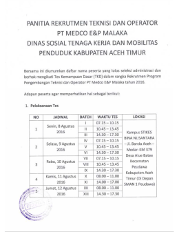 Hasil Seleksi Part 1 - Dinas Tenaga Kerja Dan Mobilitas Penduduk