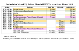 Jadwal dan Materi Uji Seleksi Mandiri UPN Veteran Jawa Timur 2016