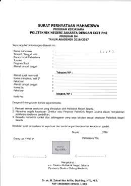 Surat Pernyataan Siswa Baru CCIT PNJ