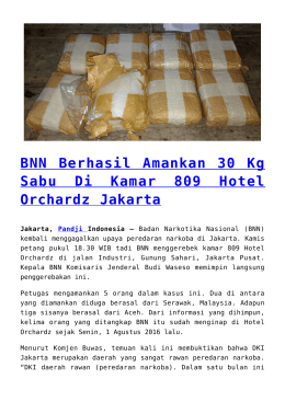 BNN Berhasil Amankan 30 Kg Sabu Di Kamar 809 Hotel
