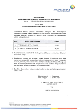 pengumuman hasil evaluasi dokumen administrasi