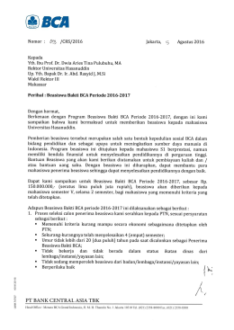 Surat Beasiswa BCA - Universitas Hasanuddin