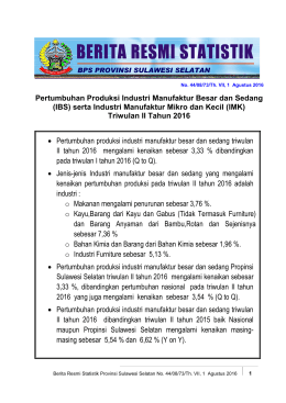 Unduh BRS Ini - Badan Pusat Statistik Provinsi Sulawesi Selatan