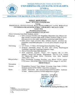 surat keputusan pendanaan penelitian dan pengabdian lp3m uniba