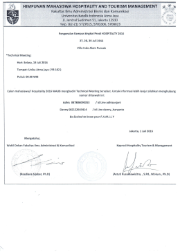 Hospitality - Universitas Katolik Indonesia Atma Jaya