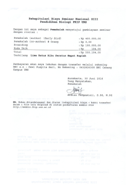 Page 1 Rekapitulasi Biaya Seminar Nasional XIII Pendidikan Biologi