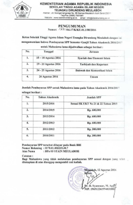 Pengumuman Pembayaran SPP