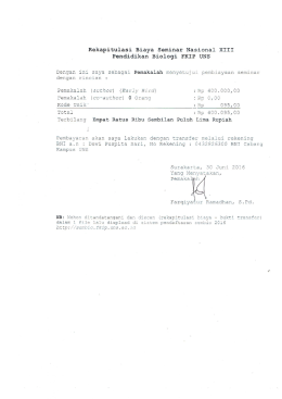 Page 1 Rekapitulasi Biaya Seminar Nasional XIII Pendidikan Biologi