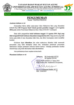 Hasil Seleksi PMB Teknik >> Klik Disini