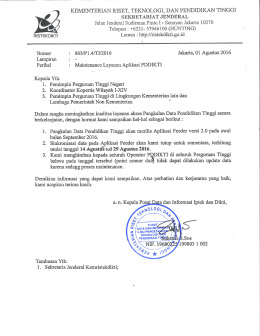 surat Kapusdatin Kemristekdikti