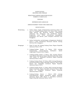 Peraturan Daerah Kabupaten Kudus Nomor 15 Nomor 2015 tentang