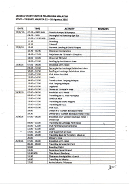 Jadwal Study Visit to Malaysia