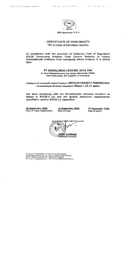 CARB MDF Certificate
