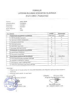 Page 1 FORMULIR LAPORAN BULANAN KESEHATAN