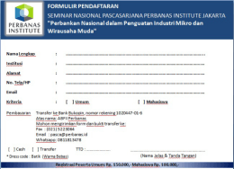 FORMULIR PENDAFTARAN SEMINAR NASIONAL