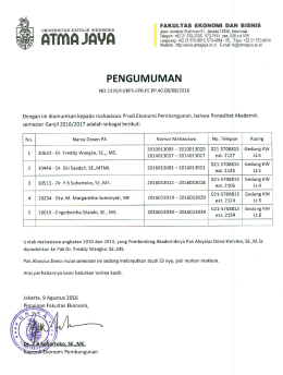 Angkatan 2016 - Universitas Katolik Indonesia Atma Jaya