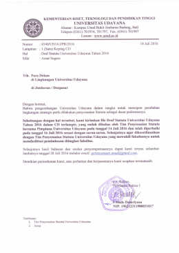 Surat Pemantapan Draf Statuta ditingkat Fakultas
