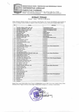 Surat Tugas - Fakultas Farmasi Unand